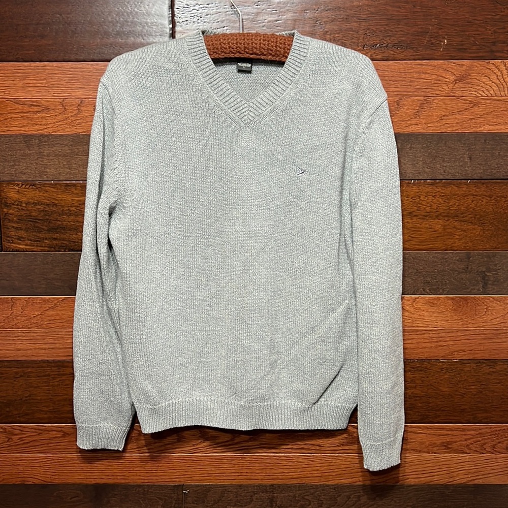 Eddie Bauer Stretchy V Neck Long Sleeve Light Gray Sweater